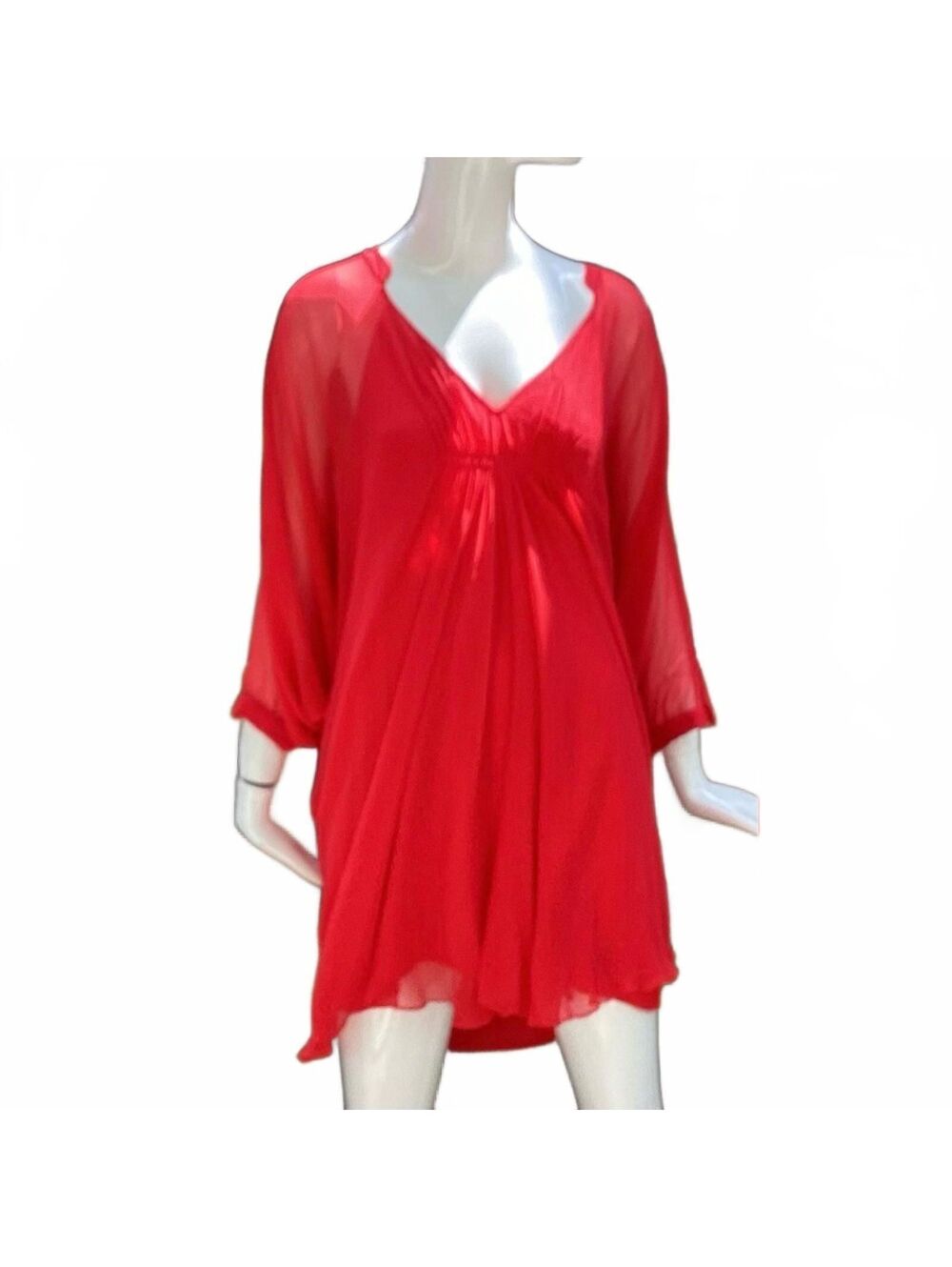 Diane Von Furstenberg Red Silk Fleurette Batwing Mini Dress Size 10